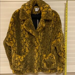 Looks like Urban Outfitters Teddy Jacket by Molly Bracken faux snakeskin pattern